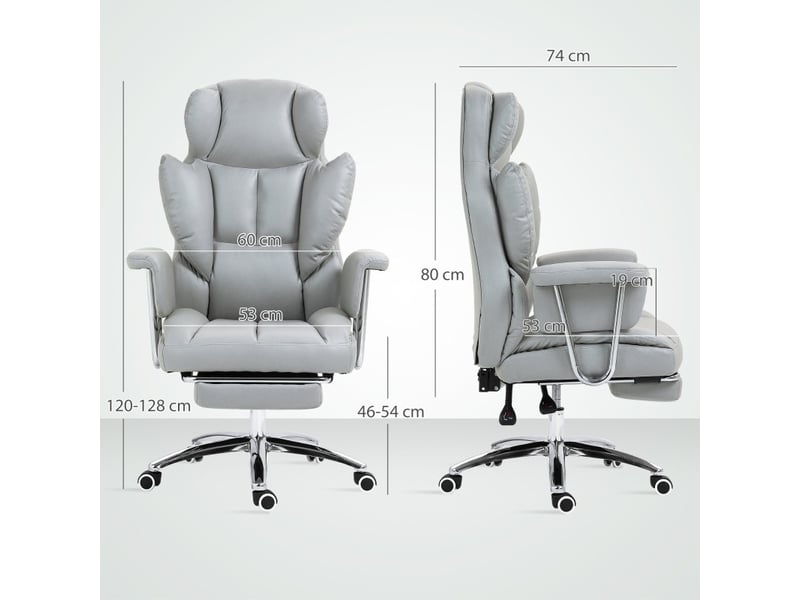  Chaise de bureau ylener ergonomique avec repose pieds pivotante gris clair  - Conforama C