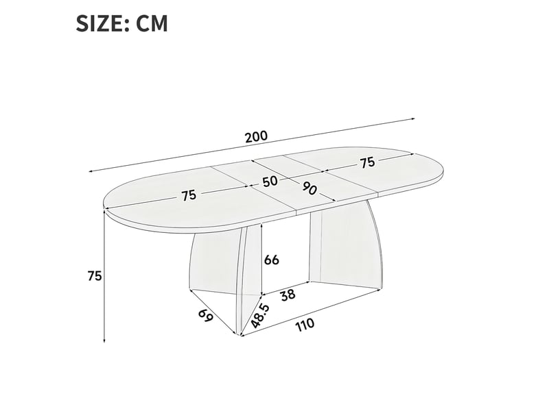 Table à manger extensible 150200x90x75 cm, 6 à 8 places, plateau 18 mm, mdf, aspect travertin beige - Conforama C