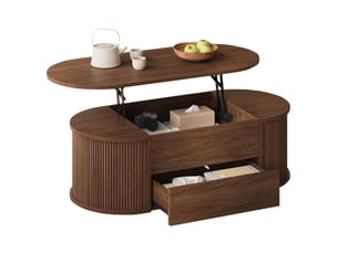 Table basse ovale coloris marron - 50 cmx100 cm