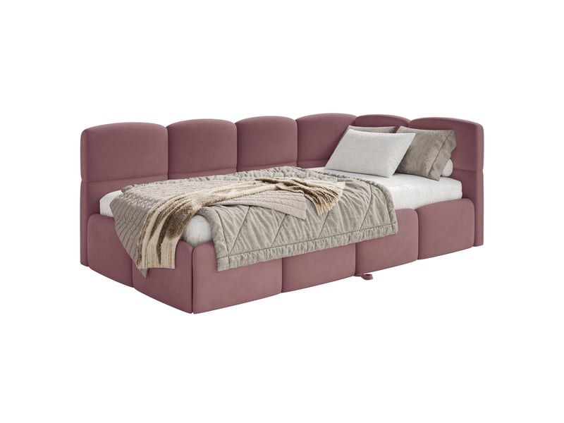  Selsey cloudy - lit rembourré - 170x185 cm - velours rose - côté droit Cloudy - Conforama A