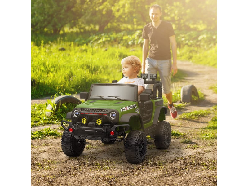  Voiture électrique pour enfants de 3 ans et plus avec batterie 12v, télécommande, phares led, klaxon et musique (verte)  - Conforama C