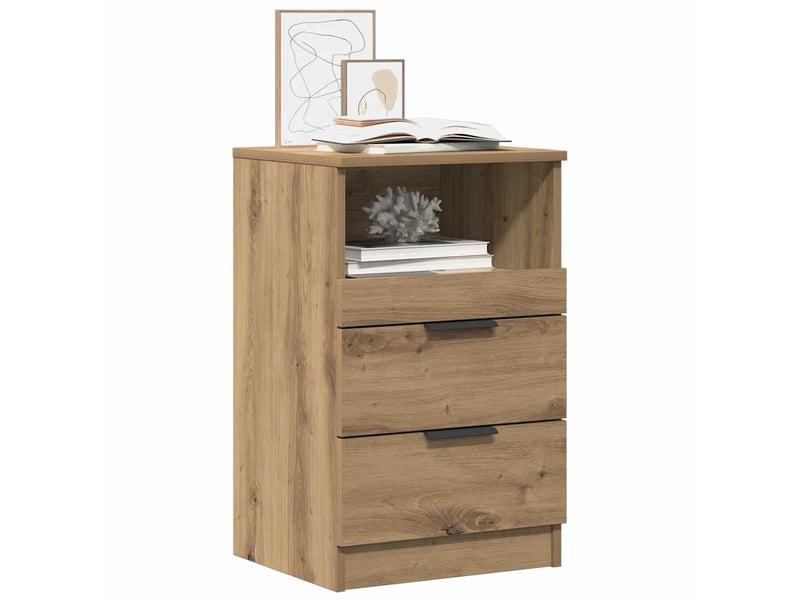  Bedside table de chevet - table 2 pc chêne artisanal medium engineered wood  - Conforama C