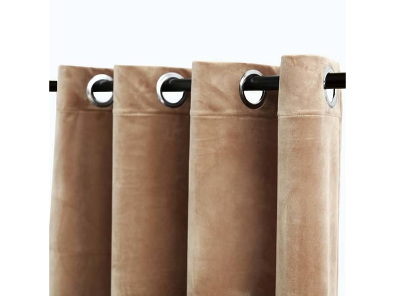  Rideau occultant, rideau black-out avec anneaux en métal velours beige 290x245 cm cf43951  - Conforama D
