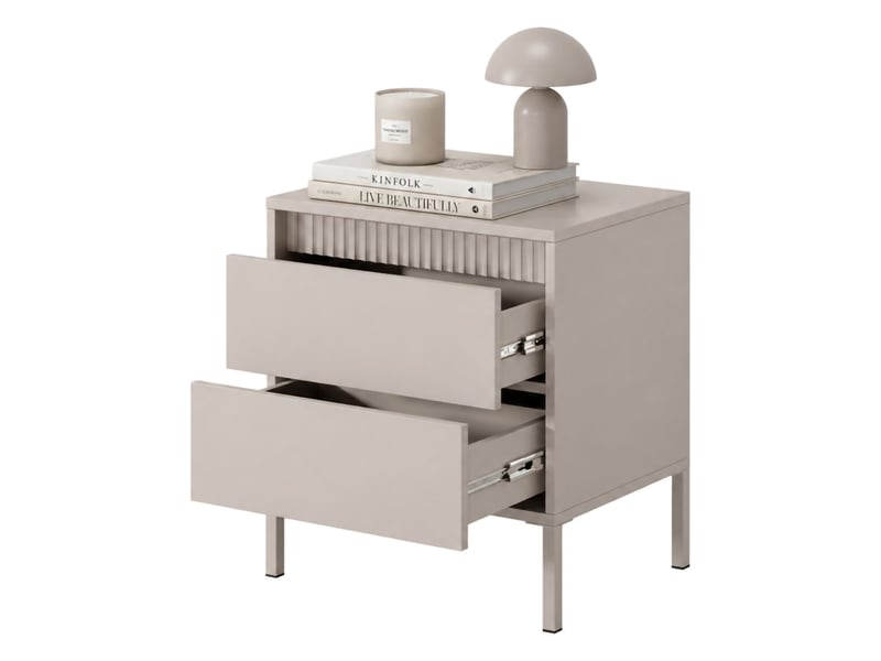  Table de chevet gasalisa, 2 tiroirs, 54x40x56h cm beige Gasalisa - Conforama A