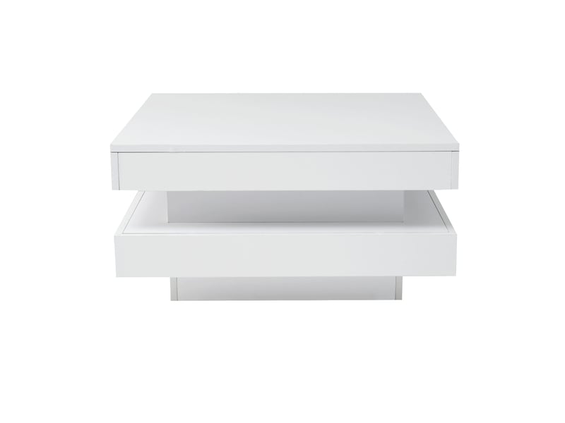  Table basse carrée avec éclairage led bluetooth réglable, brillante, en panneaux de particules, pour salon, 70 × 70 × 36 cm - uvrion  - Conforama A