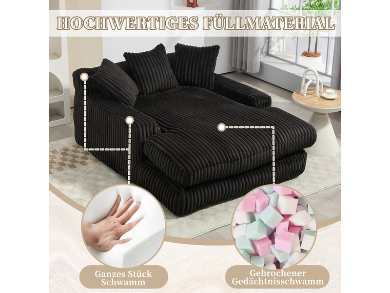 Canapé convertible, canapé-lit – style cloud, en velours tricoté, noir, coussins inclus, 1 place - Conforama D