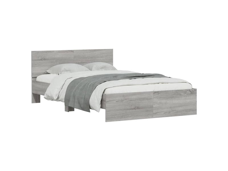 Cadre de lit avec tête de lit et led sonoma gris 135x190 cm - Conforama E