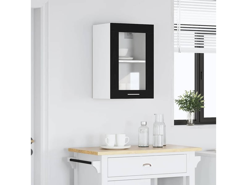  Vitrine suspendue en chêne noir 40x31x60cm bois d'ingénierie  - Conforama C
