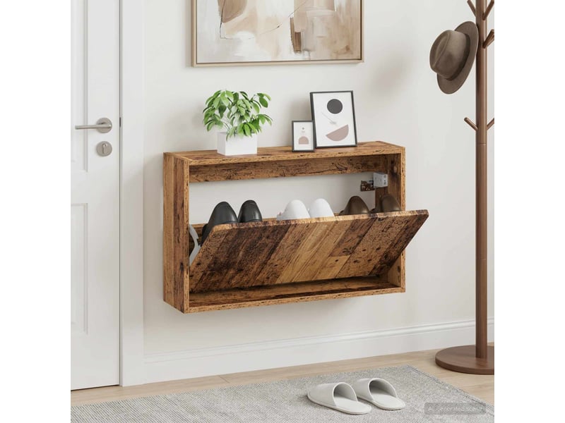  Meuble à chaussures mural, armoire à chaussures zwolle 71x17x43 cm bois ancien  - Conforama B