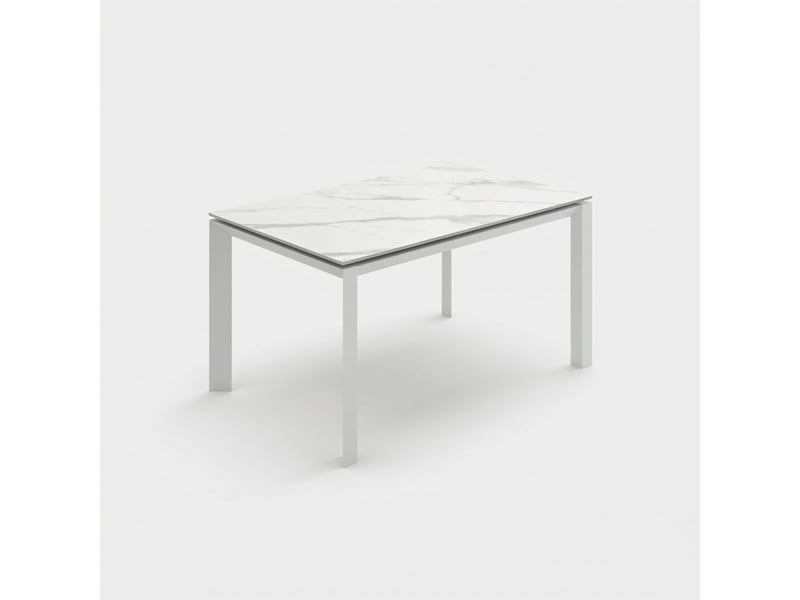  Table de salle à manger extensible en céramique avec pieds en métal linear - blanc  - Conforama A