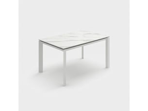 Table de salle à manger extensible en céramique avec pieds en métal linear - blanc