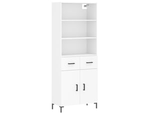 Buffet haut - bahut - meuble de rangement blanc 69,5x34x180 cm bois d'ingénierie