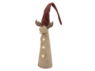 Ecd germany figurine d'élan de noël avec éclairage led, décoration d'intérieur renne avec bonnet, hauteur réglable de 80 cm à 113 cm, fonctionne à piles, statuette décorative en magnésie, marron
