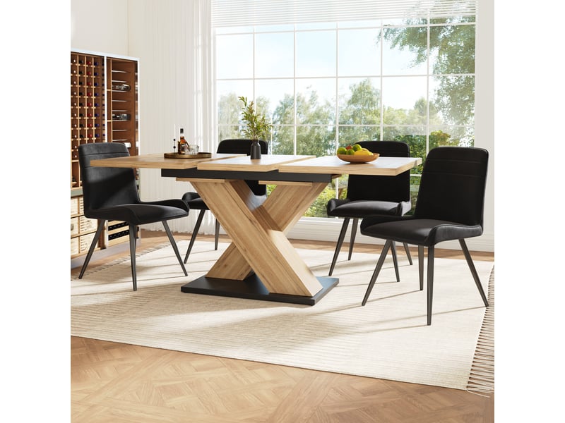 Table à manger extensible 119-158,5x80 cm avec rallonges intégrées, table télescopique avec plateau ajustable pour cuisine et salon, coloris bois OPULERANE TRADING LTD - Conforama E