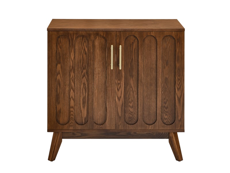  Buffet bas vintage 80x40x80 cm,façades rainurées,étagères réglables,mdf,pieds en bois massif,finition effet bois  - Conforama A