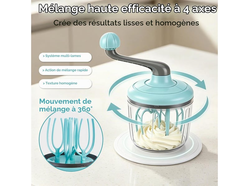 Batteur à oeufs manivelle, manivelle de batteur à œufs, batteurs à main avec bol pour œufss, crème, outil de mixage de cuisine accessoires cuisine CSLZF-KAI0011922LZF - Conforama D