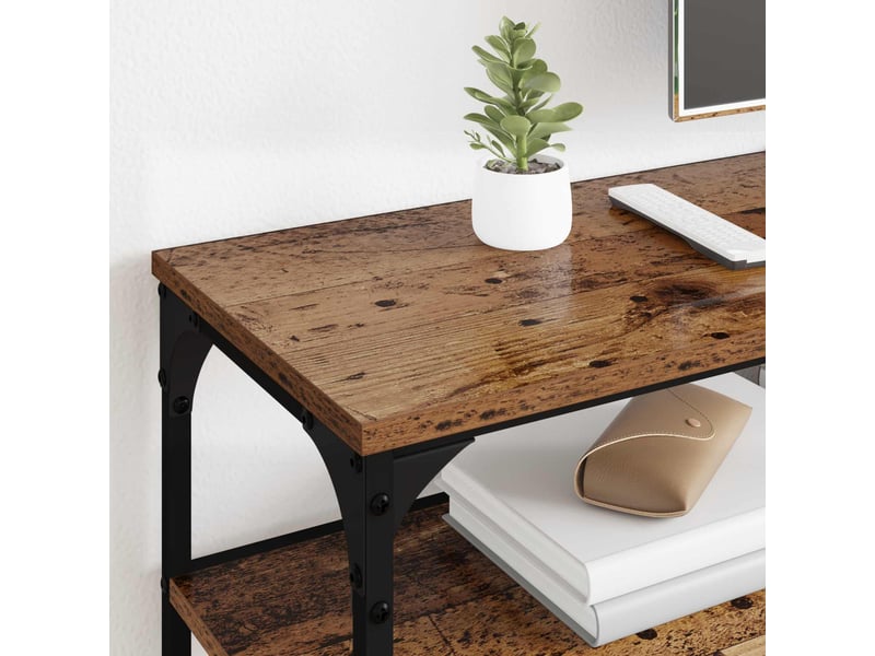  Meuble tv - banc tv - meuble de rangement 200 x 30 x 50 cm bois ancien bois d'ingénierie et fer  - Conforama D