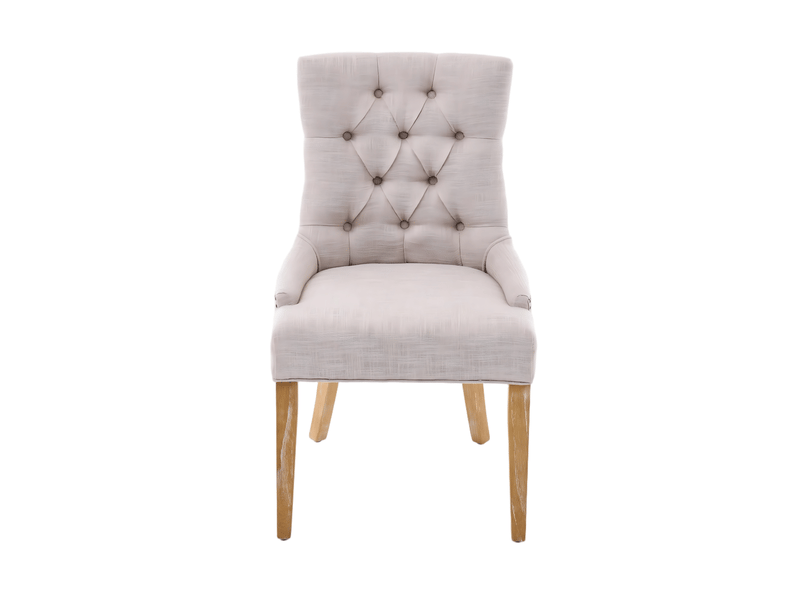  Lot de 2 chaises de salle à manger,56,5x63x92 cm,avec clous décoratifs,tissu,beige  - Conforama D