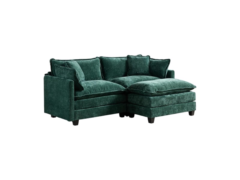  Canapé modulable 2 places en chenille vert - 198 x 75 x 84 cm  - Conforama A