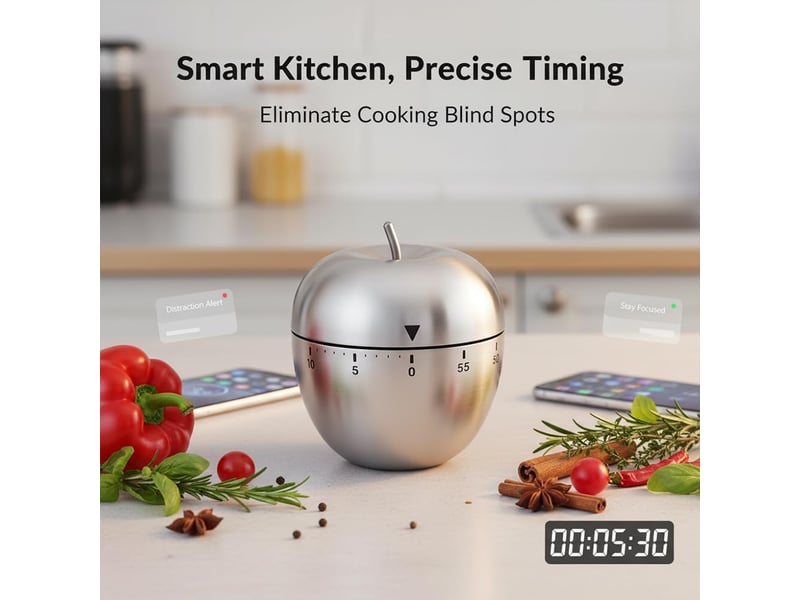  Minuterie cuisine minuteur forme de pomme alarme de rotation kitchen timer acier inoxydable pour la cuisine cuisson pâtisserie sport No Commercial reference - Conforama D