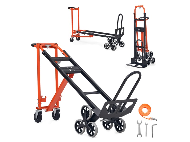  Vevor diable escalier 3 en 1 chariot monte escalier convertible charge max 350 kg diable pliant pour transport entrepot demenagement bureau avec poignee 6 roues monte-escaliers 2 roulettes pivotantes  - Conforama A