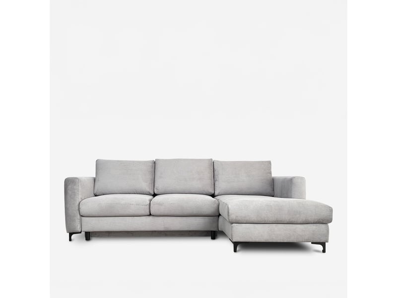  Canapé d'angle droit convertible - 4 places - velours côtelé - fiesole - gris clair 3CA52.CA.4AC.D.02 - Conforama A