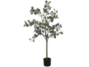 Eucalyptus artificiel décoratif, 120 cm, synthétique, avec 230 feuilles en pot pour usage intérieur, vert