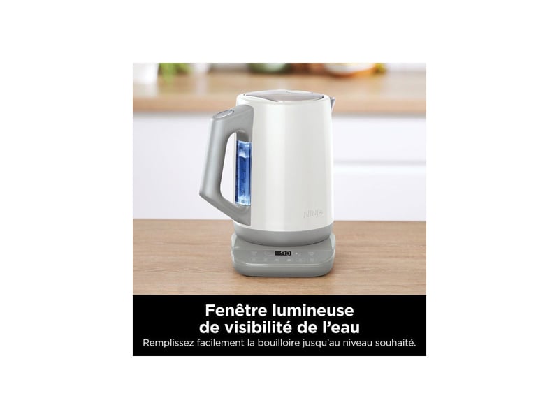  Bouilloire electrique 1,7l 6 temperatures 60 a 100°c maintien au chaud 30 min base 360 affichage led acier blanc mat NIN0622356306584 - Conforama E