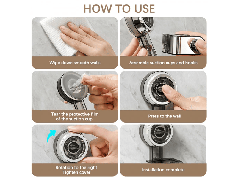 Support de douchette universel amovible - ventouse à forte adsorption réglable sans perçage, crochet inclus pour pommeau de douche  - Conforama E