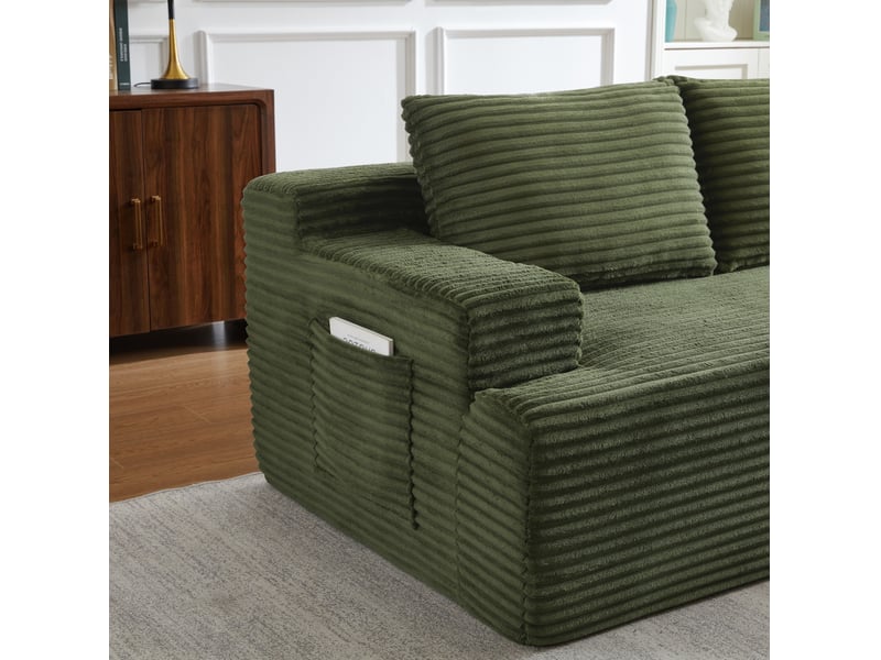  Canapé-lit d'angle nuage modulable 238 x 152 cm – vert – velours côtelé, 4 places, sans montage  - Conforama C
