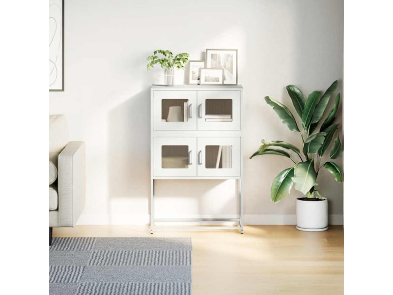 Buffet haut - bahut - meuble de rangement blanc 68x39x107 cm acier  - Conforama D
