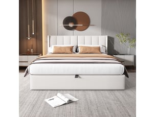 Lit coffre 180x200 cm VIVRYN   coloris blanc