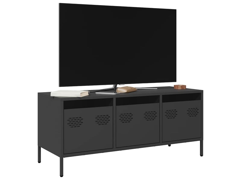  Meuble tv - banc tv - meuble de rangement noir 101,5x39x43,5 cm acier laminé à froid  - Conforama B