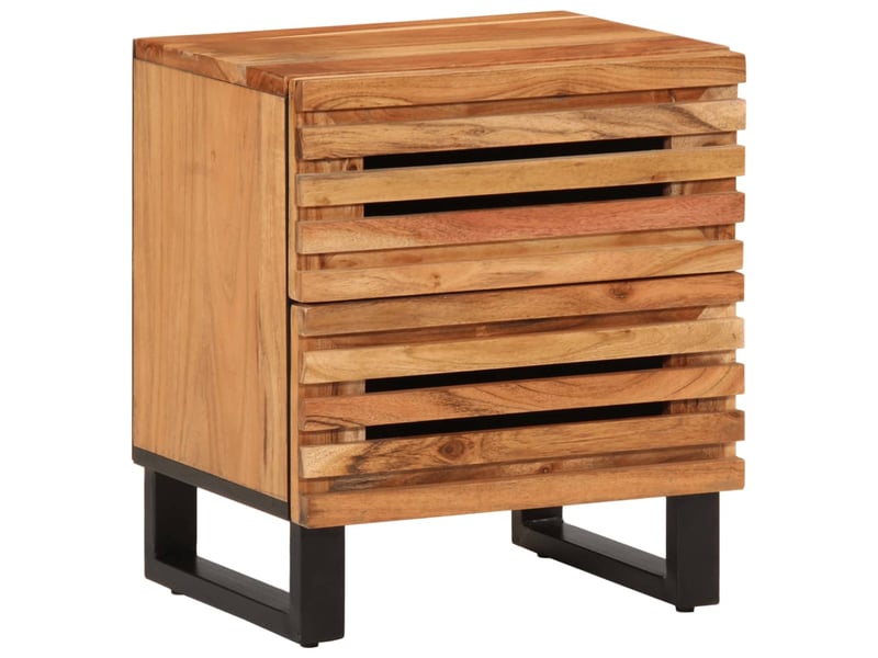  Lot de 2 tables de chevet - cabinet de chevet - table de nuit 40x34x46 cm bois d'acacia massif  - Conforama A