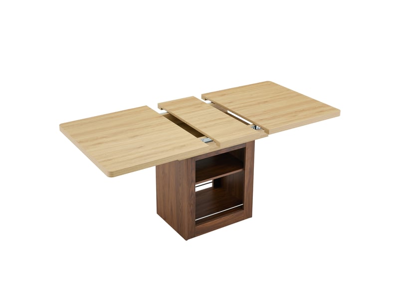  Table à manger extensible, table extensible 130-160x80 cm, table repas 2 à 6 personnes, rangement, mdf, naturel et noyer  - Conforama R