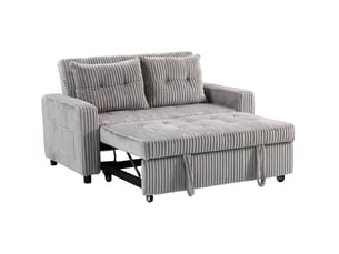 Canapé convertible 2 places 157x190 cm, 3-en-1, 2 coussins et poches latérales, —, gris clair