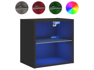 Table de chevet - cabinet de chevet - table de nuit murale avec lumières led noir