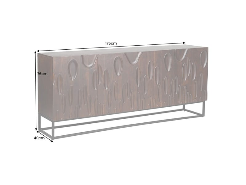  Buffet 175 cm 4 portes bois massif acacia noyer foncé – collection origin  - Conforama C