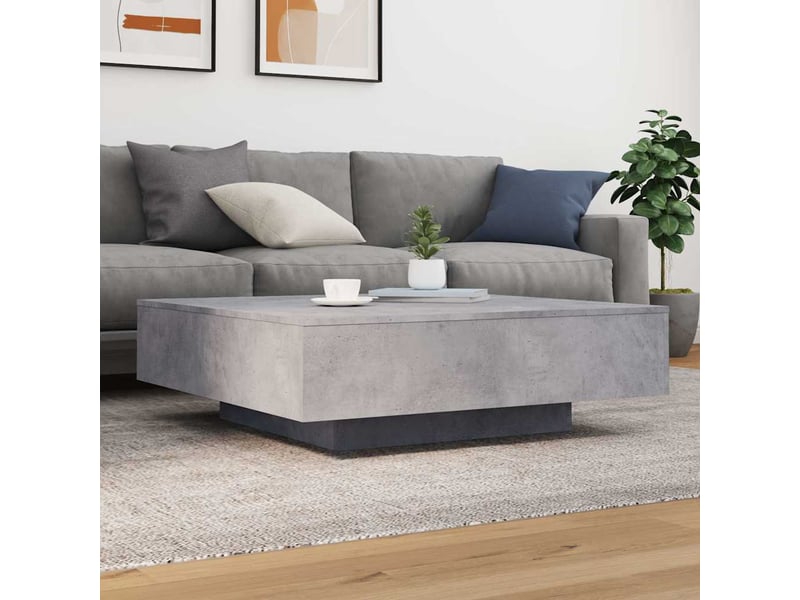  Table basse | table d'appoint salon avec lumières led gris béton 100x100x31 cm  - Conforama D