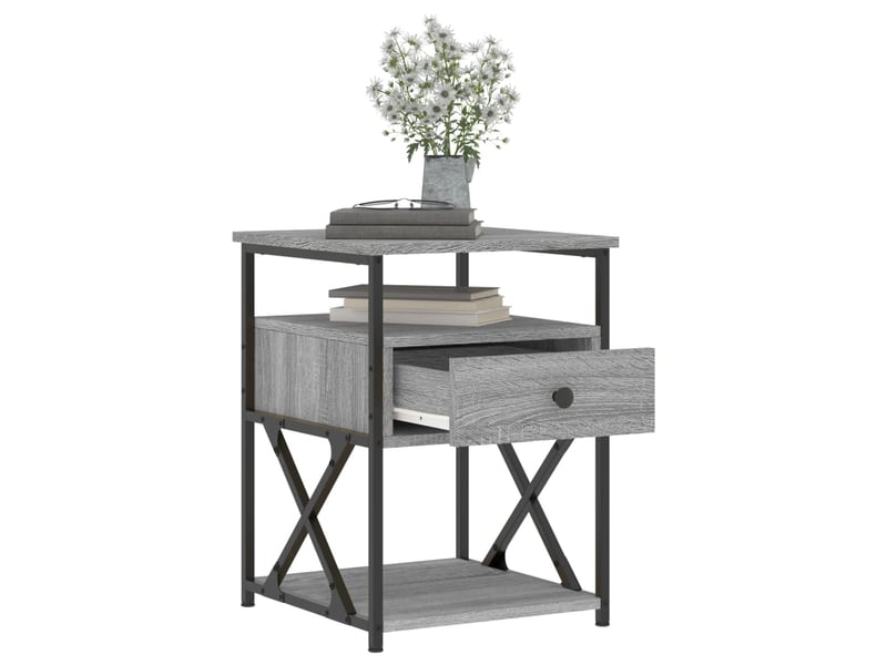 Lot de 2 tables de chevet - cabinet de chevet - table de nuit sonoma gris 40x42x55cm bois d'ingénierie - Conforama C