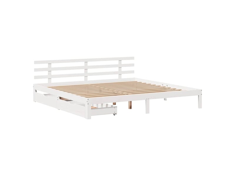 Lit double- lit adulte -  cadre de lit avec tiroirs sans matelas blanc 200x200 cm  - Conforama B
