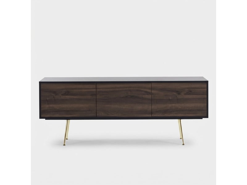 Meuble tv moderne avec 3 portes vharm - marron - noir  - Conforama C