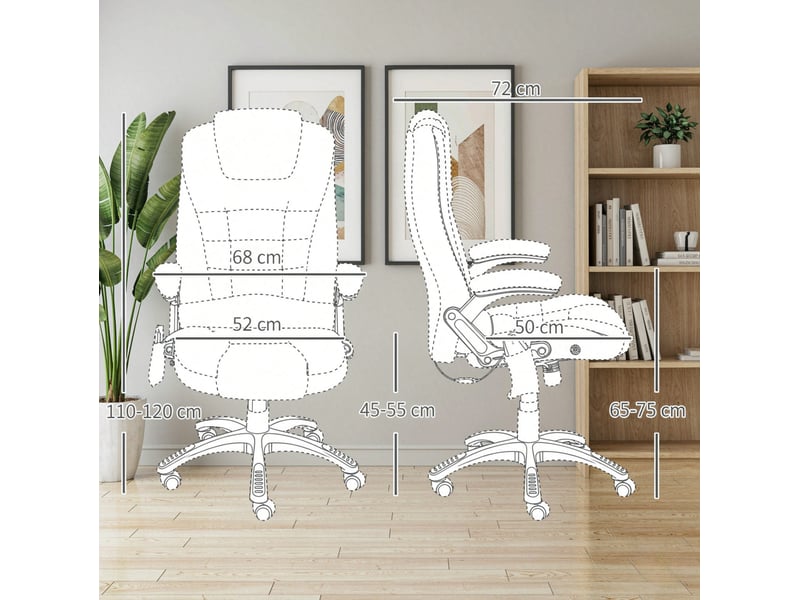  Fauteuil de bureau massant chauffant inclinable jusqu'à 120°, réglable, gris clair  - Conforama C