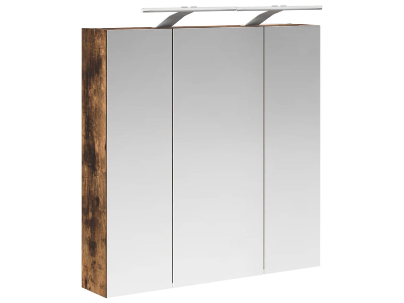  Armoire miroir salle de bain, meuble de rangement chêne fumé 70x14.5x70 cm shl3850  - Conforama E