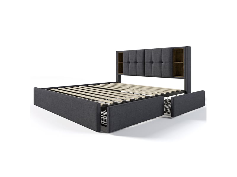 Lit 160x200 avec rangements et charge sans fil cravdom - Conforama A