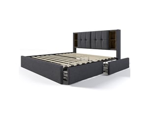 Lit avec rangement 160x200 cm CRAVDOM   coloris gris