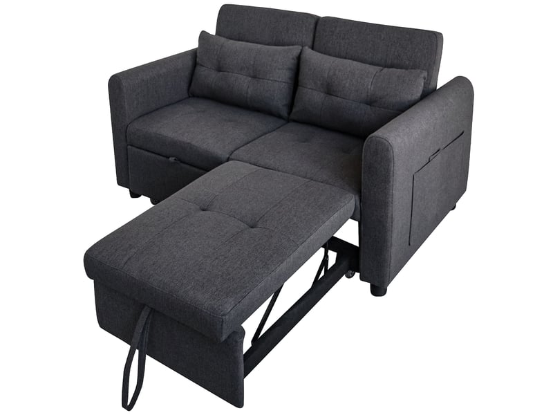  Canapé convertible 3-en-1 2 places avec dossier réglable, canapé-lit avec port usb, poches aux accoudoirs, coussins, salon, chambre, appartement Seren Glow - Conforama A