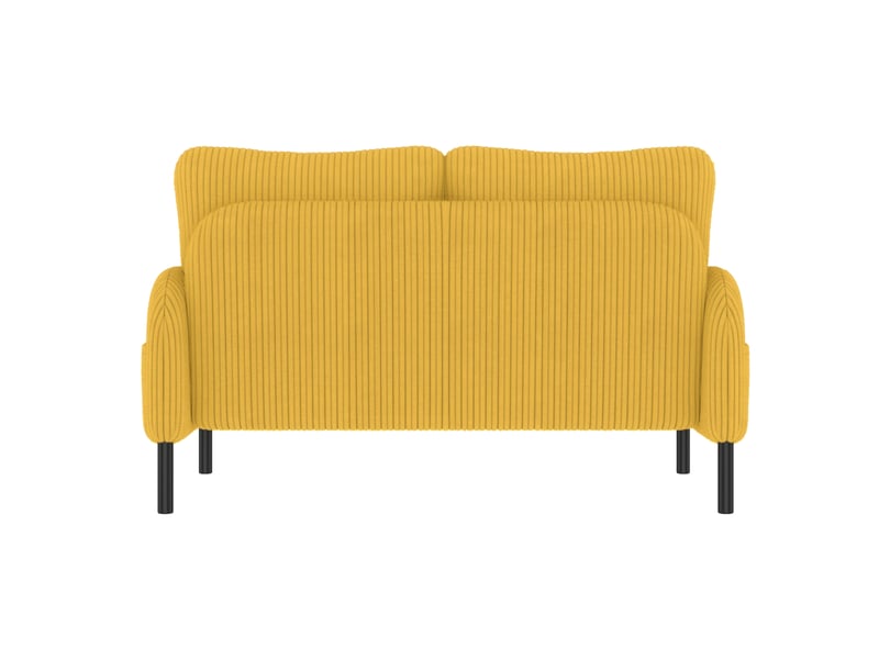  Canapé droit fixe 2 places en velours côtelé jaune, avec poche latérale et pieds métal, pour votre salon  - Conforama D