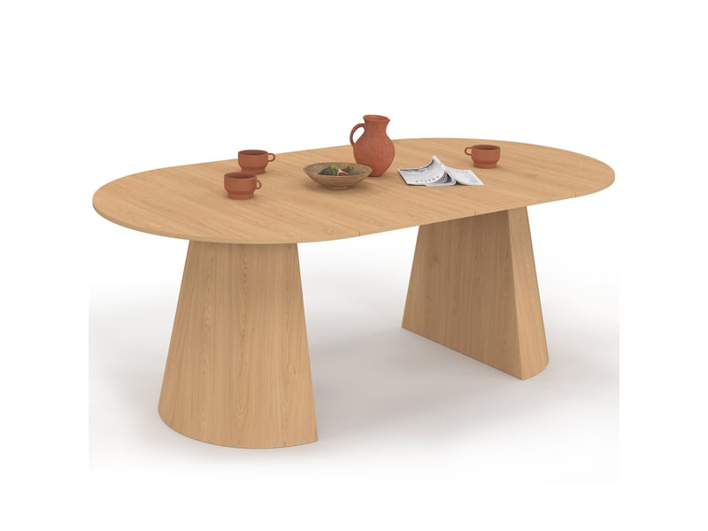 Table à manger ronde extensible angele 4-10 personnes bois effet hêtre 110-200 cm - Conforama A