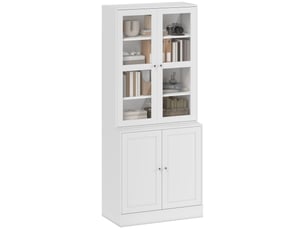 Bibliothèque moderne à 4 portes et étagères réglables, meuble de cuisine pour salon, cuisine, bureau, chambre, 76 x 40 x 178,5 cm, blanche